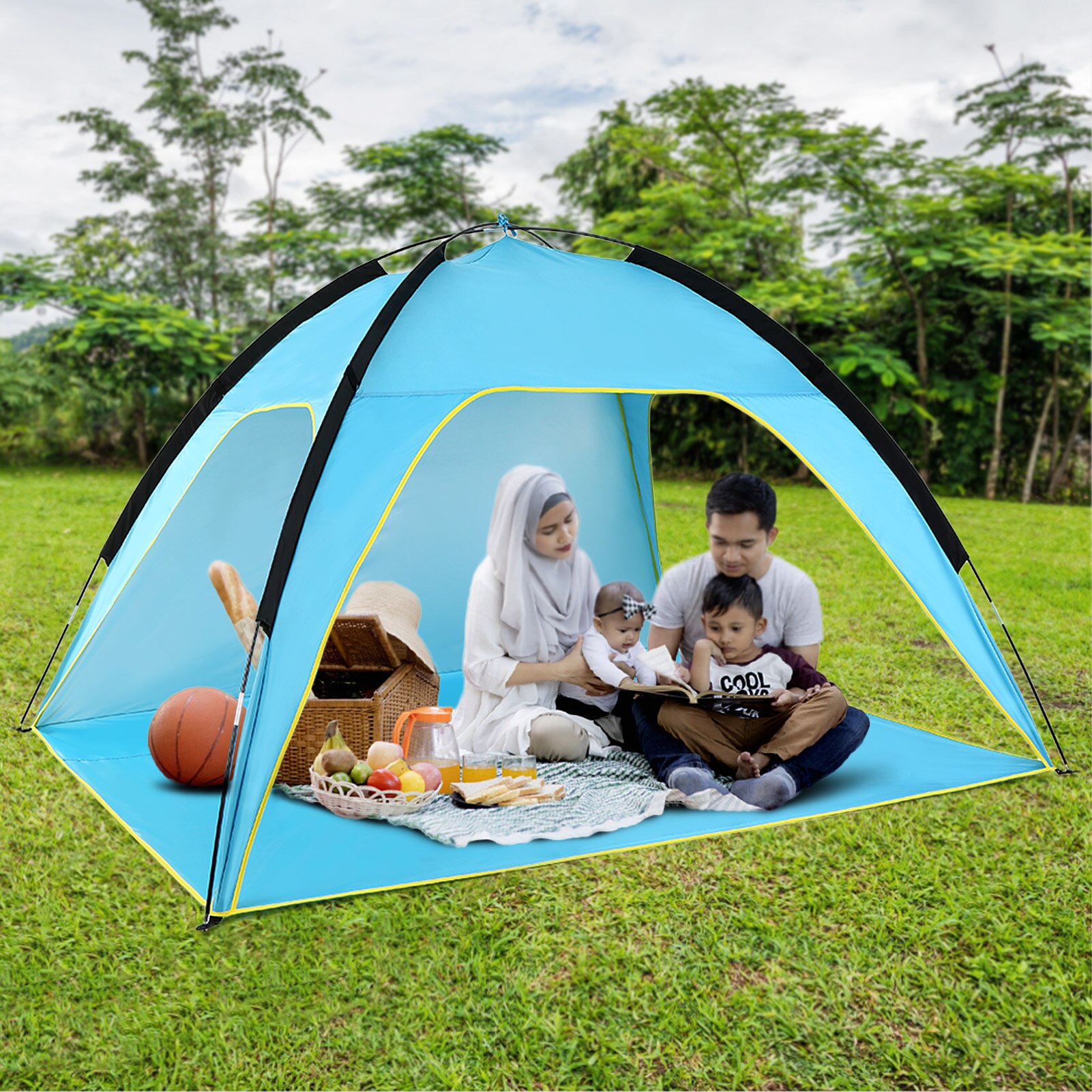 Cheap Goat Tents Lightweight Beach Tent Sun Shade Canopy UV Sun Shelter Camping Fishing Tent for Outdoor Camping Hiking Travel   